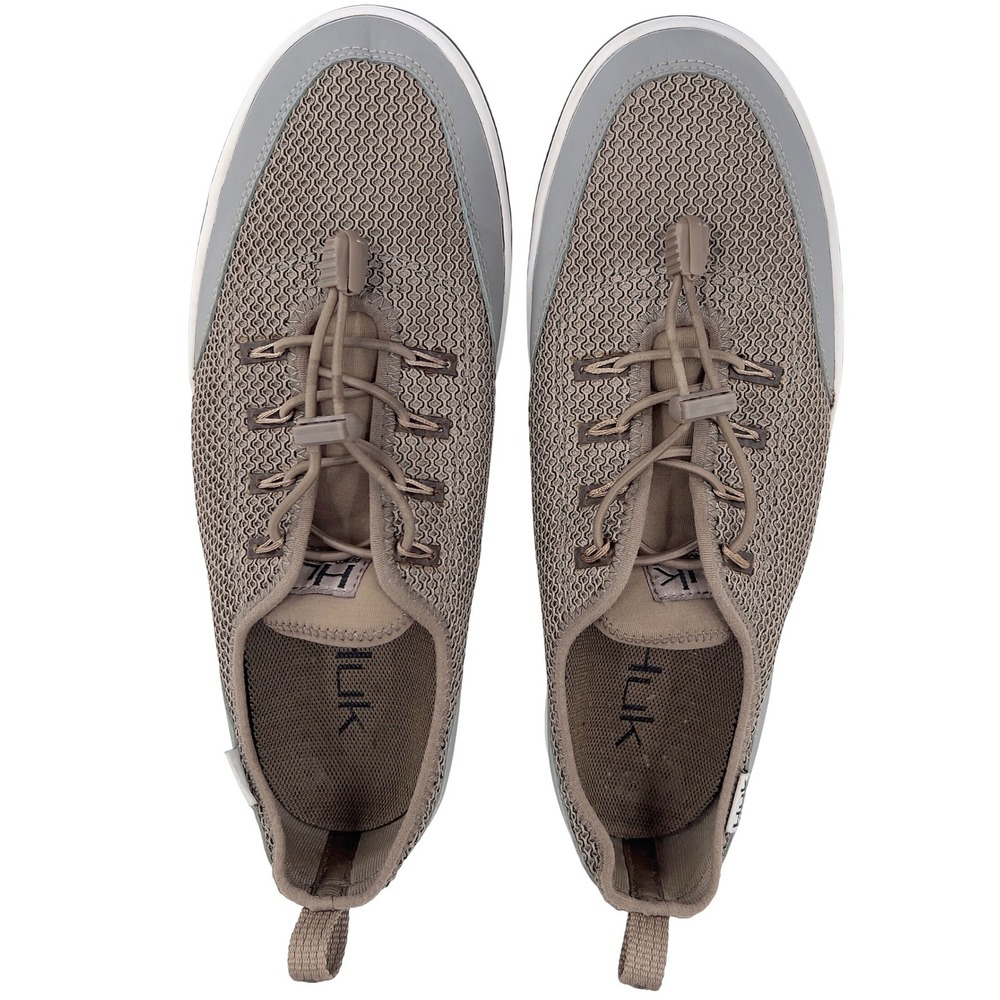Huk Brewster Mens Fishing Deck Shoe Brown Grey Mesh Bungee Lace Size 12 - Picture 7 of 7